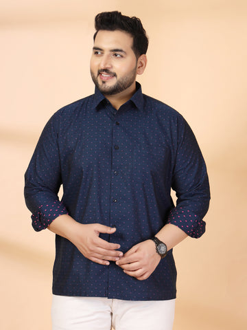 Plus Size Men Classic Printed Formal Shirt