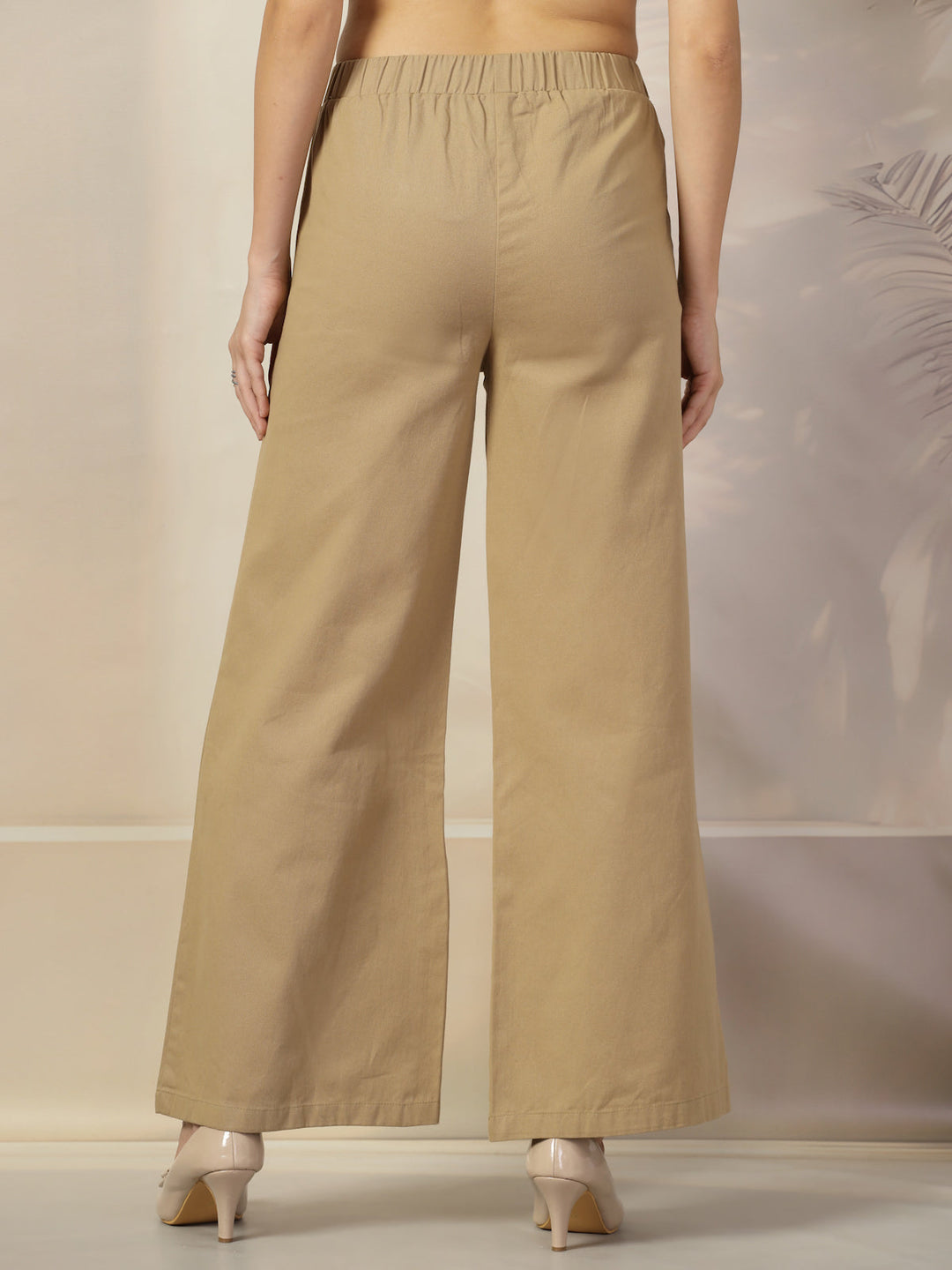 Women Regular Fit Mid-Rise Parallel Cotton Trousers