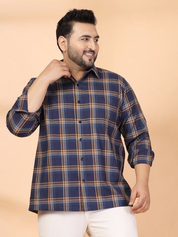 Plus Size Men Classic Tartan Checks Checked Casual Shirt