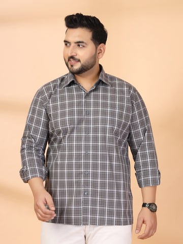 Plus Size Men Classic Checked Casual Shirt