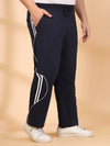Plus Size Men Side Striped Mid-Rise Track Pants
