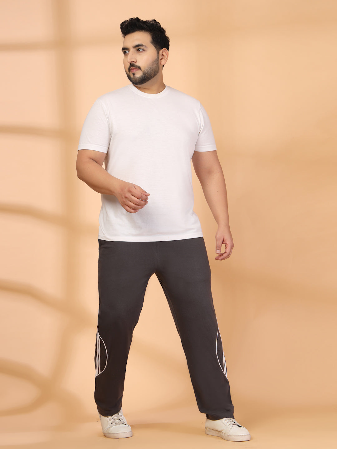 Plus Size Men Side Striped Track Pants