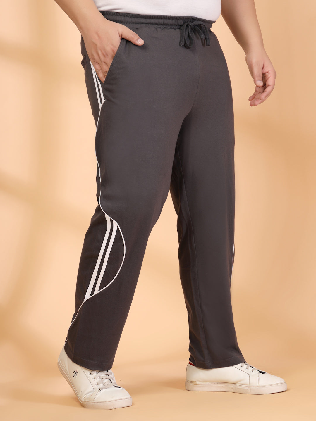 Plus Size Men Side Striped Track Pants
