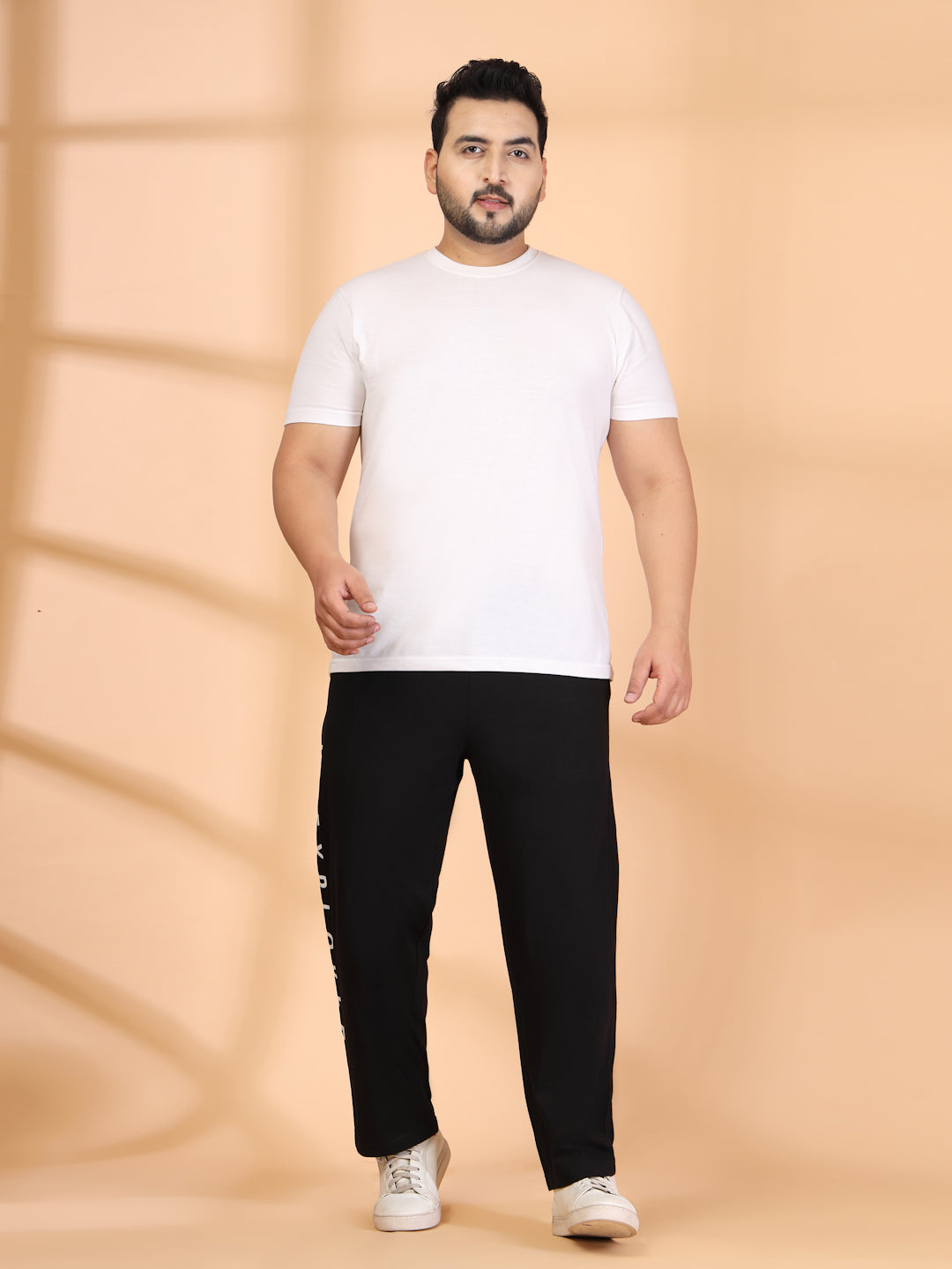 Plus Size Men Printed Mid-Rise Track Pants