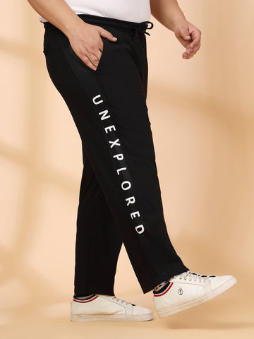 Plus Size Men Printed Mid-Rise Track Pants