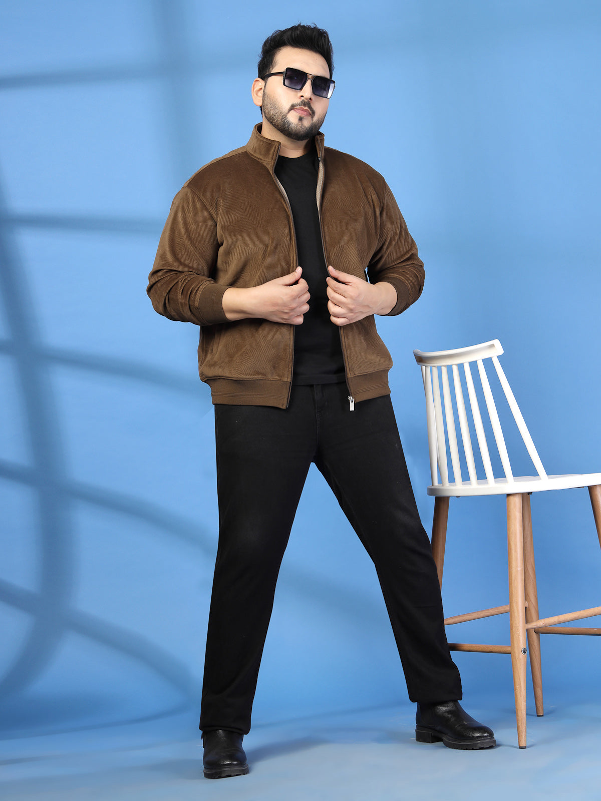 Plus Size Mock Collar Jacket