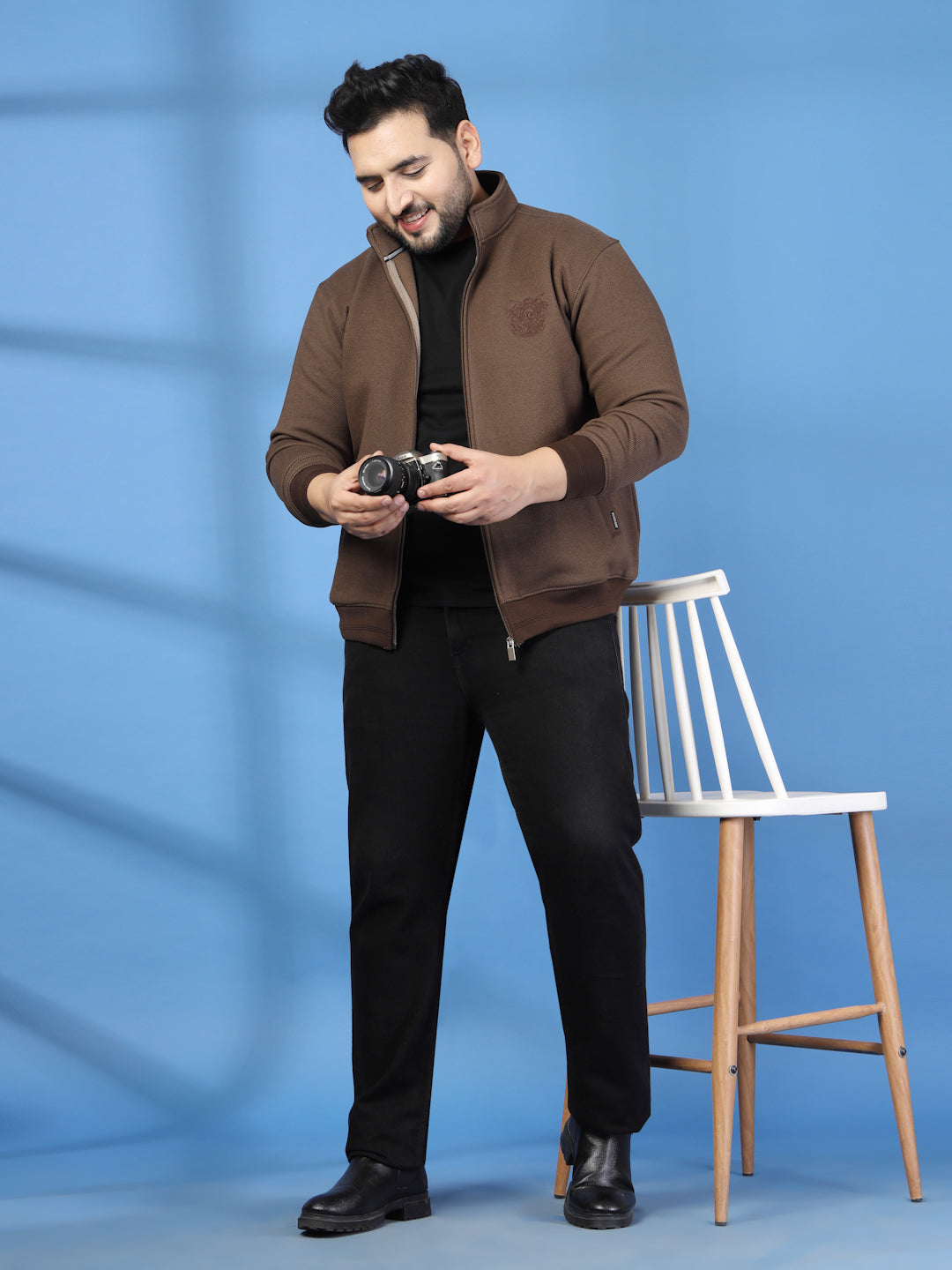 Plus Size Men Bomber with Embroidered Jacket