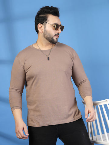 Plus Size Men Pure Cotton Solid Long Sleeves Casual T-shirt