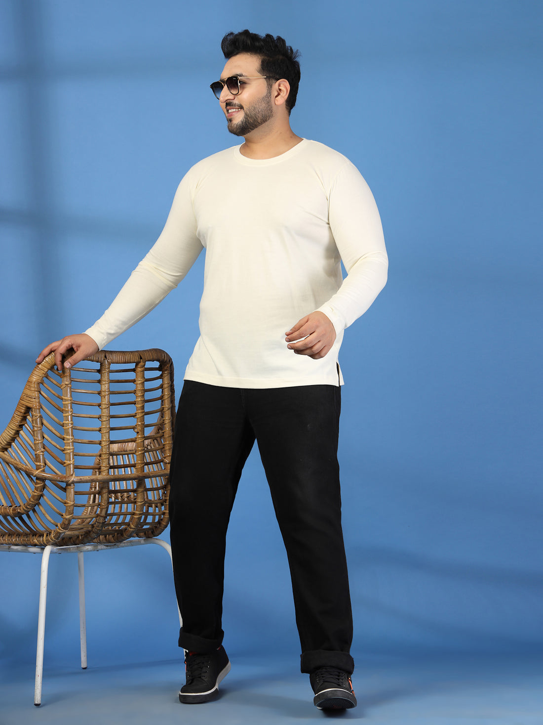 Plus Size Men Pure Cotton Solid Long Sleeves Casual T-shirt