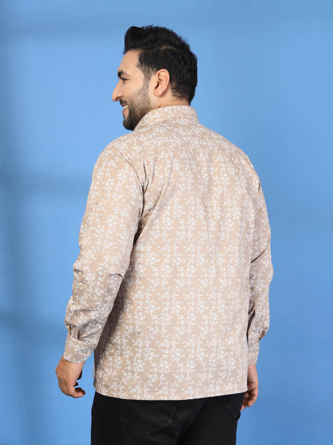 Plus Size Men Classic Floral Printed Formal Shirt