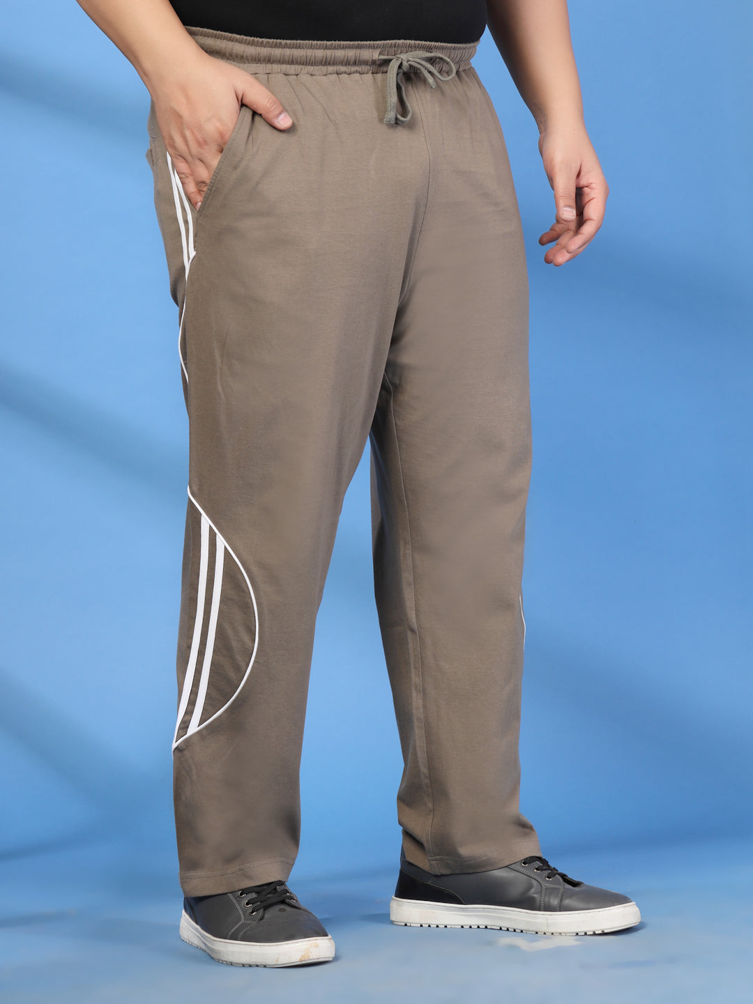 Plus Size Men Side Striped Track Pants