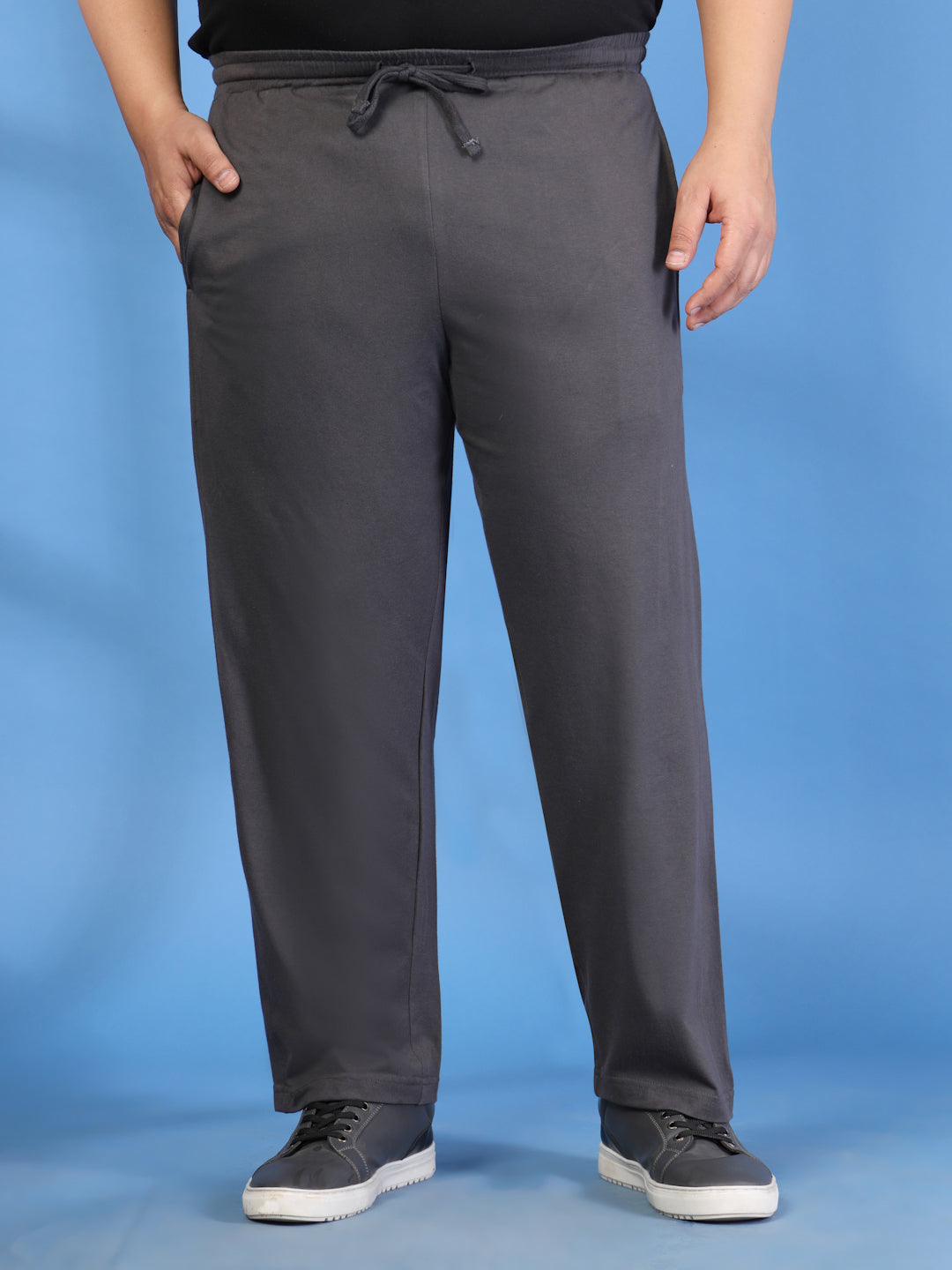 Plus Size Men Printed Mid-Rise Track Pants