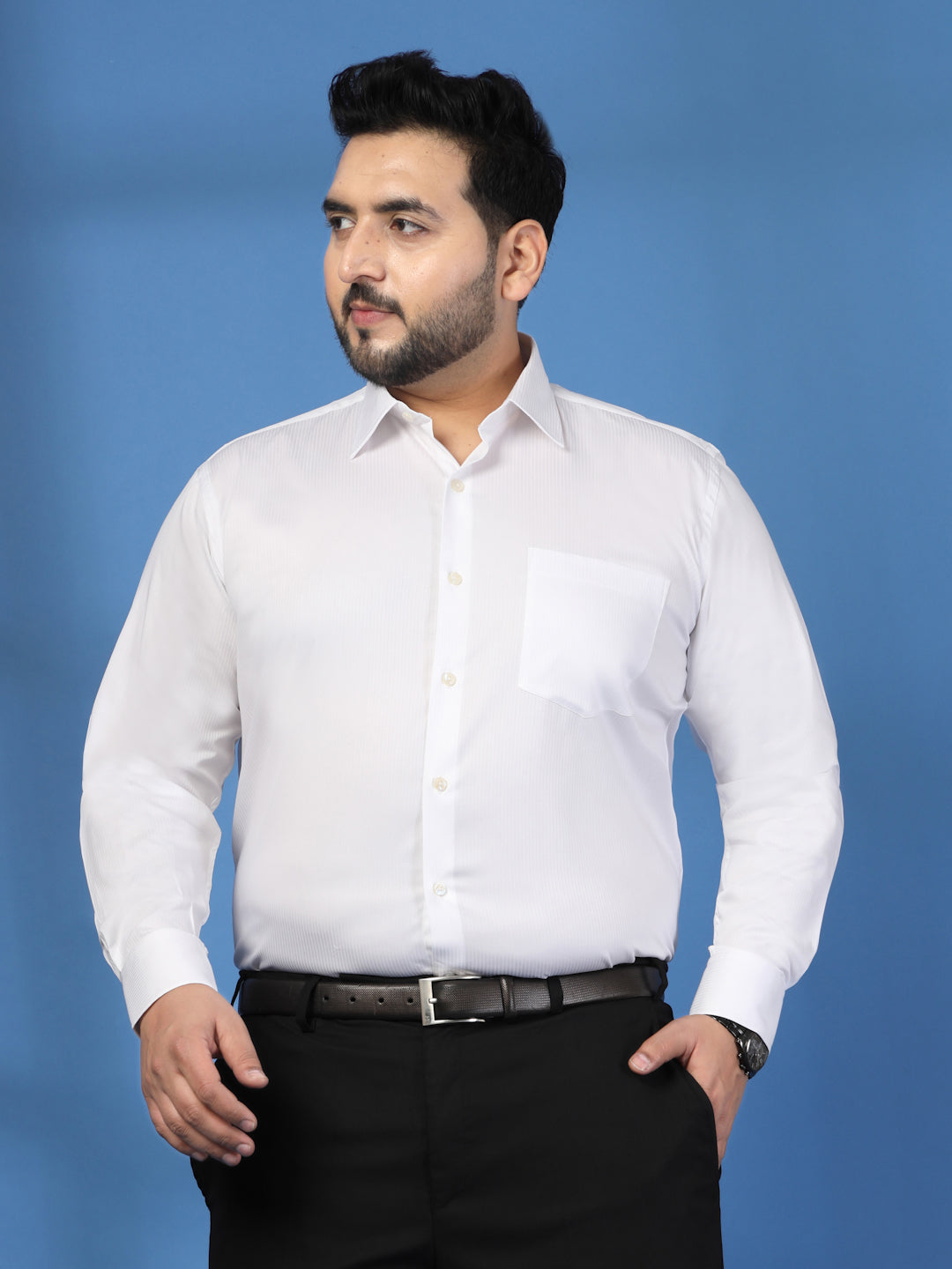 Plus Size Men Classic Solid Formal Shirt