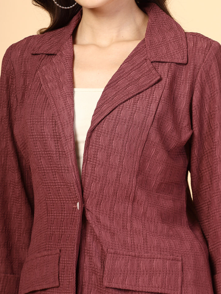 Self Design Blazer With Trousers Co-Ords