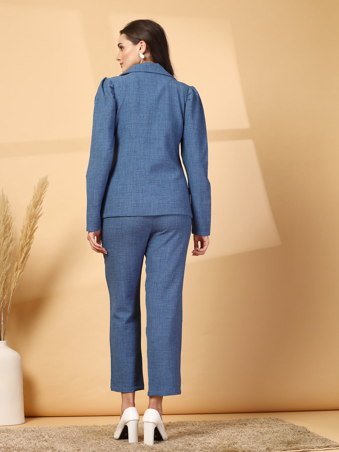 Pure Cotton Notched Lapel Blazer With Trousers Co-Ords