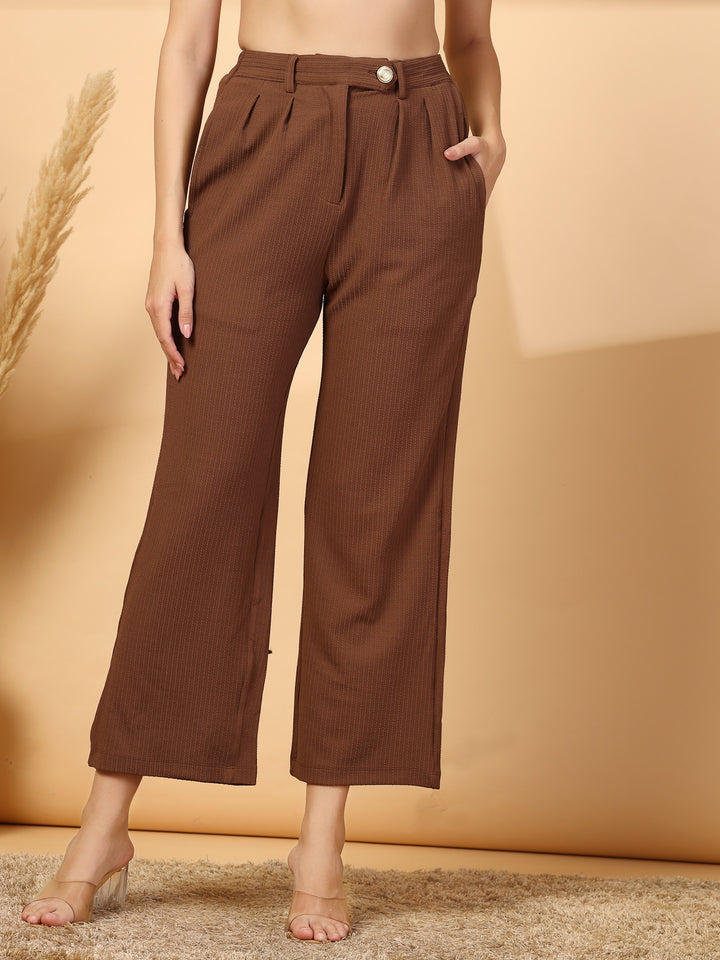 Women Regular Fit Pleated Trousers