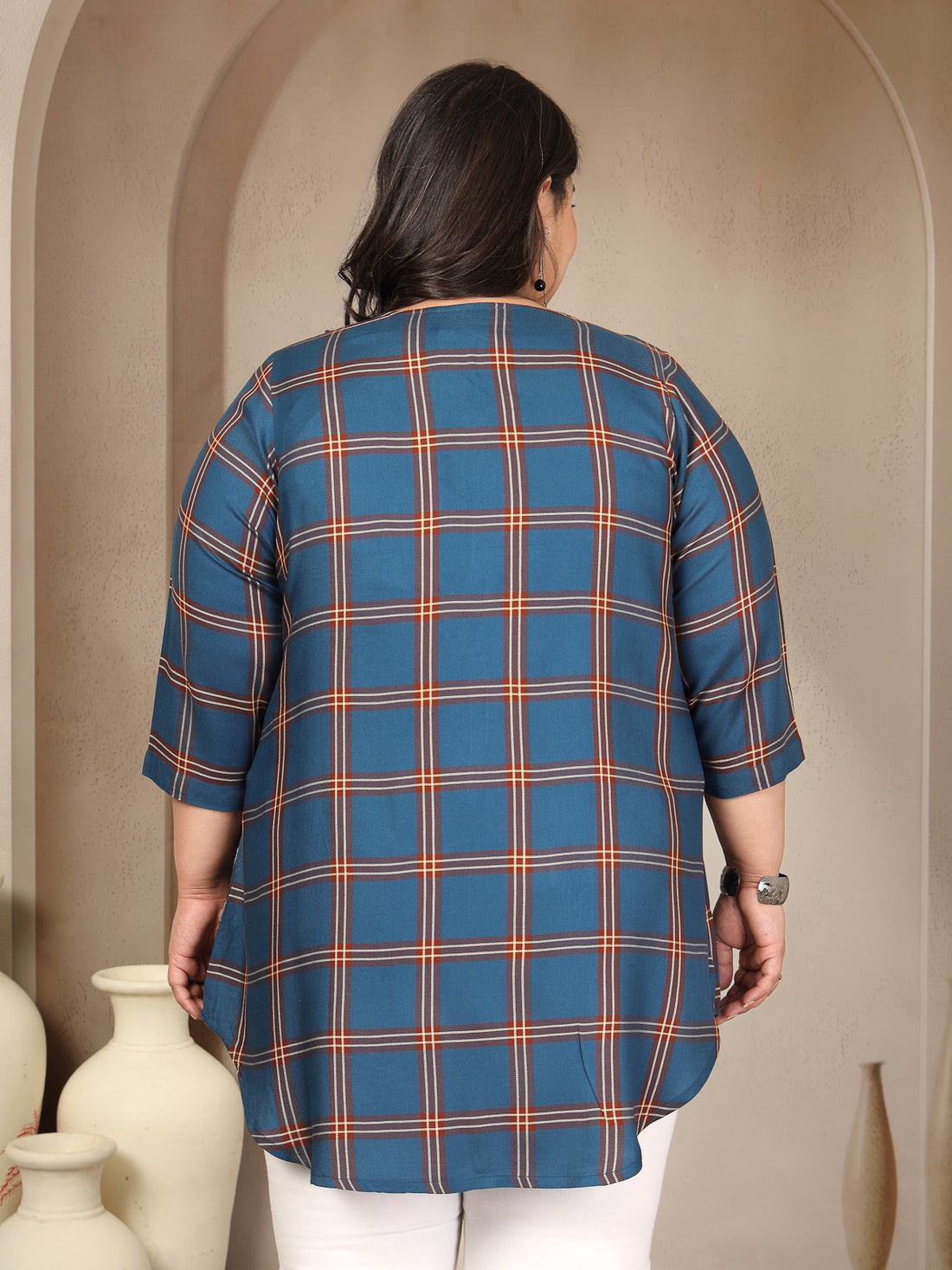 Plus Size Checked Top