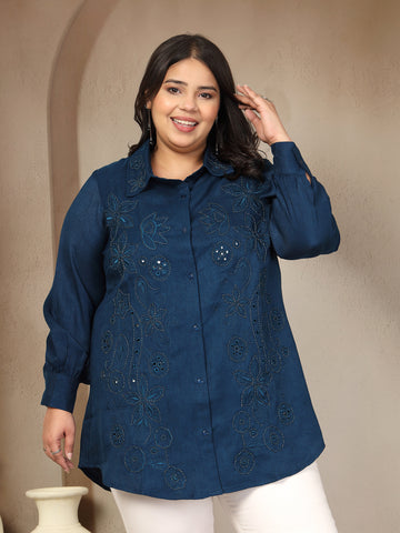 Plus Size Emb Tunic With Hand Embellishments