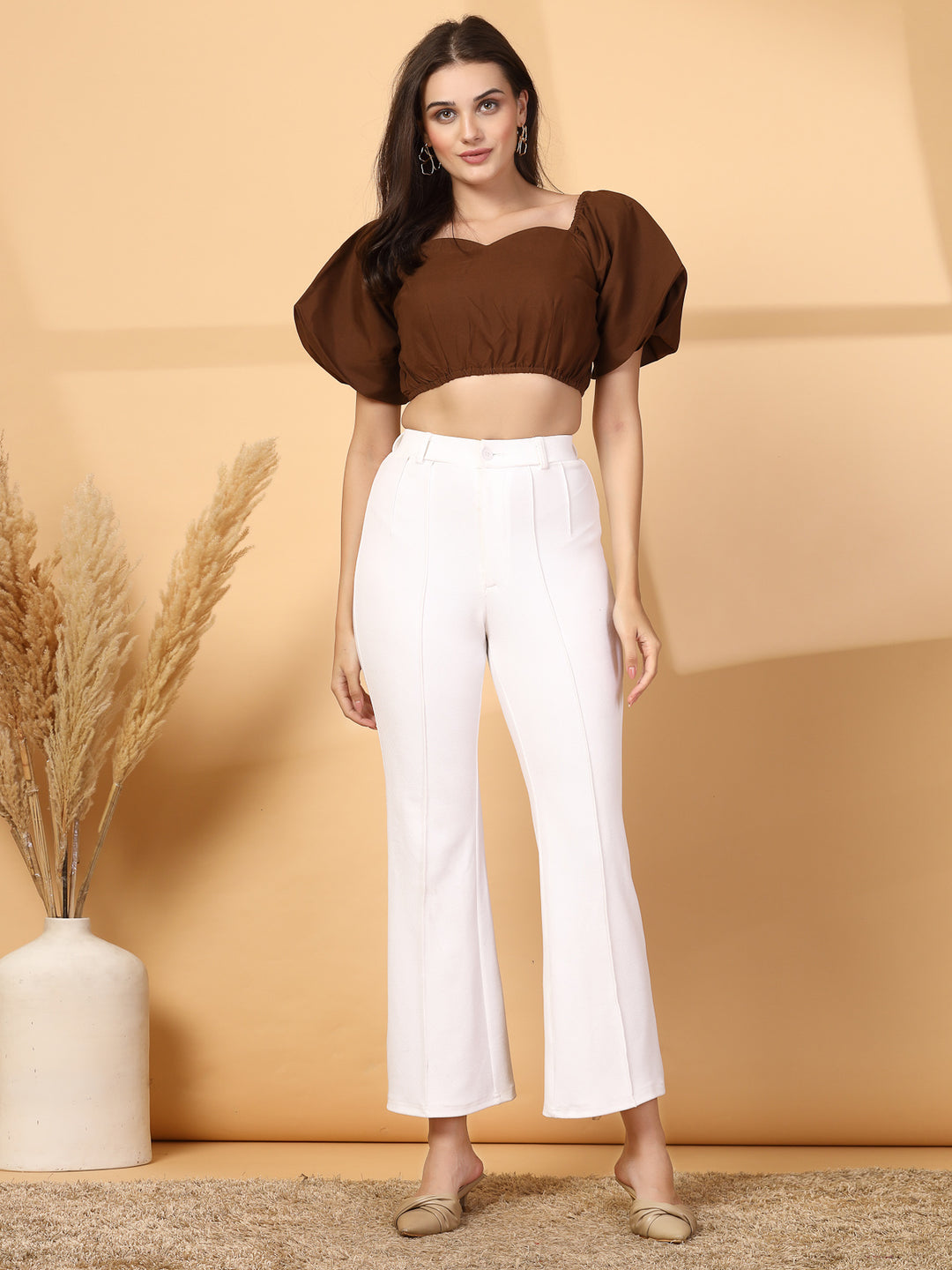 Women Cotton Sweetheart Neck Crop Top