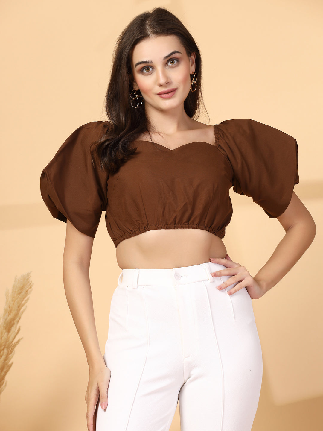 Women Cotton Sweetheart Neck Crop Top