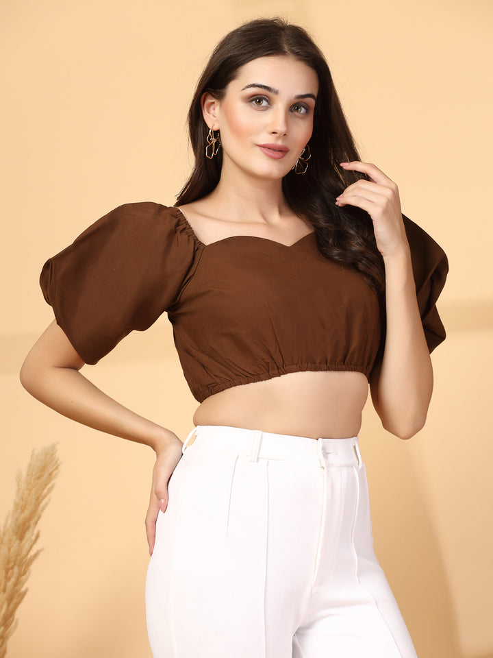 Women Cotton Sweetheart Neck Crop Top