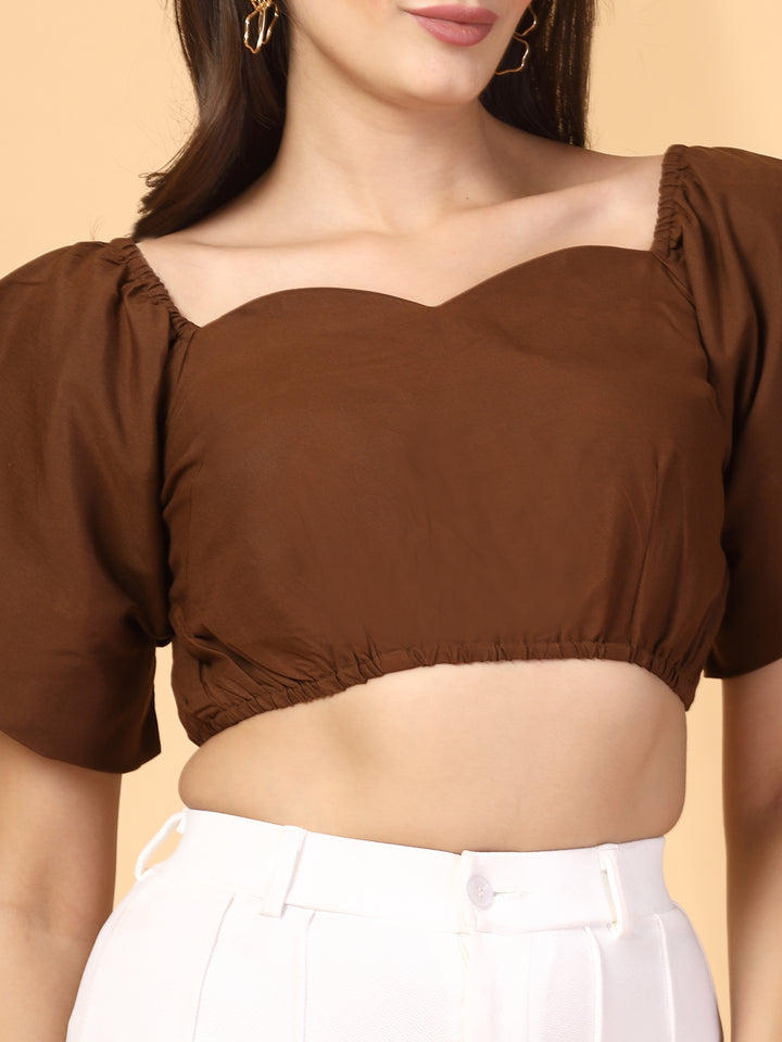 Women Cotton Sweetheart Neck Crop Top