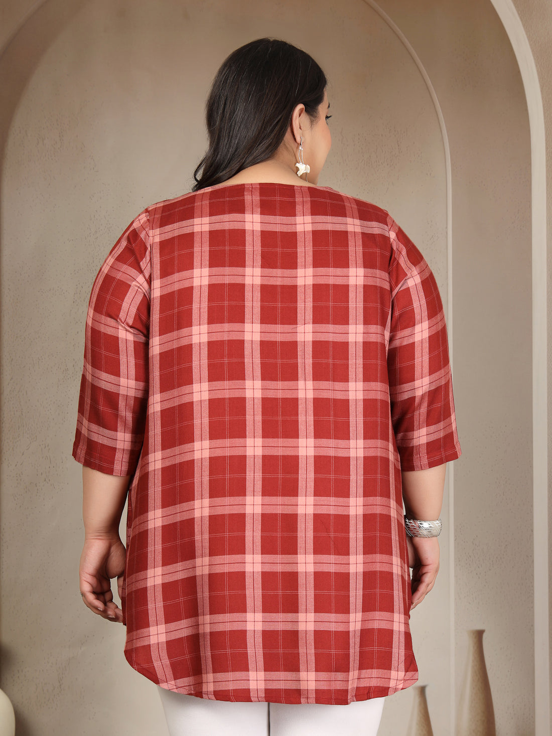 Plus Size Checked Top