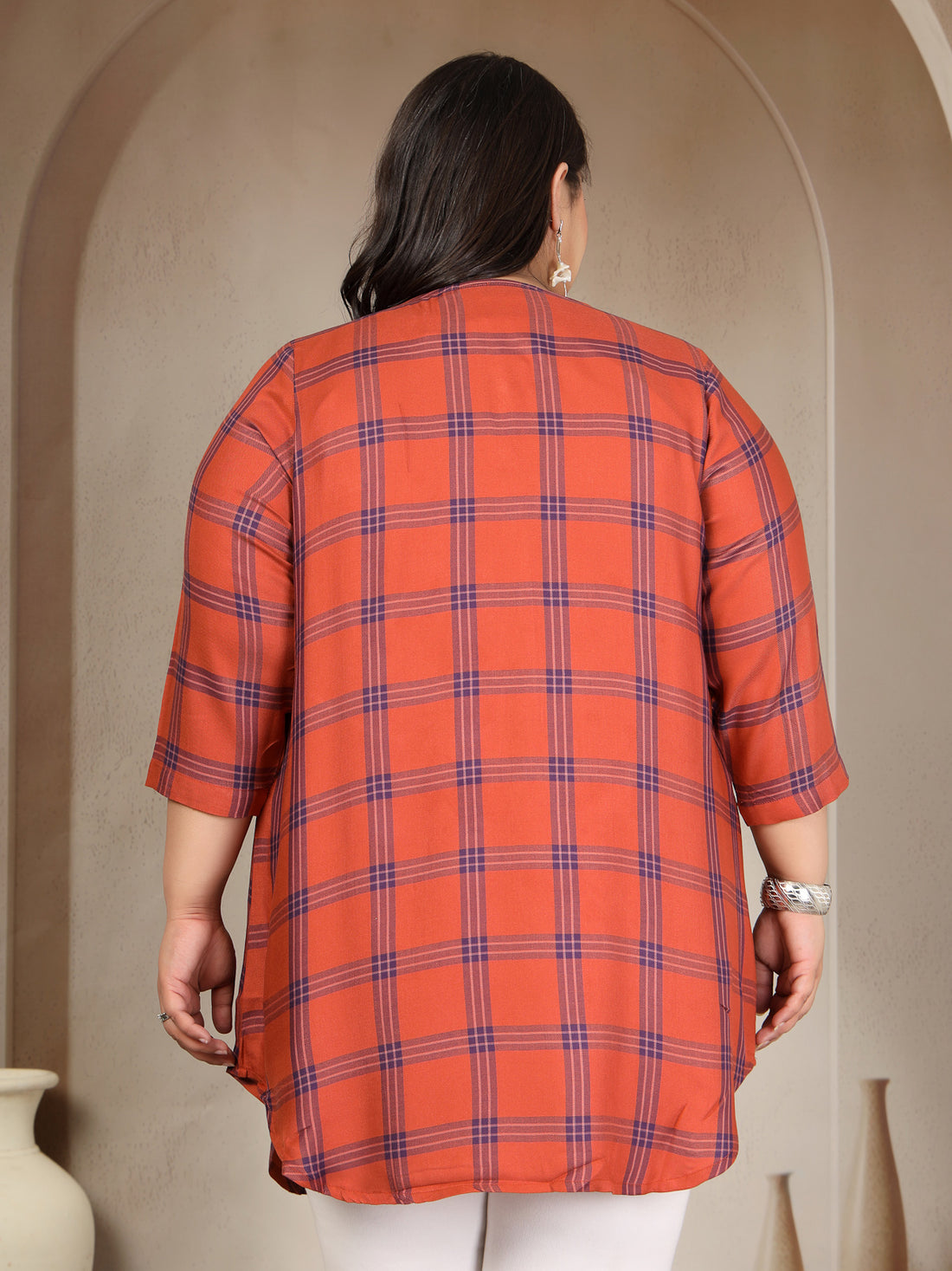 Plus Size Checked Top
