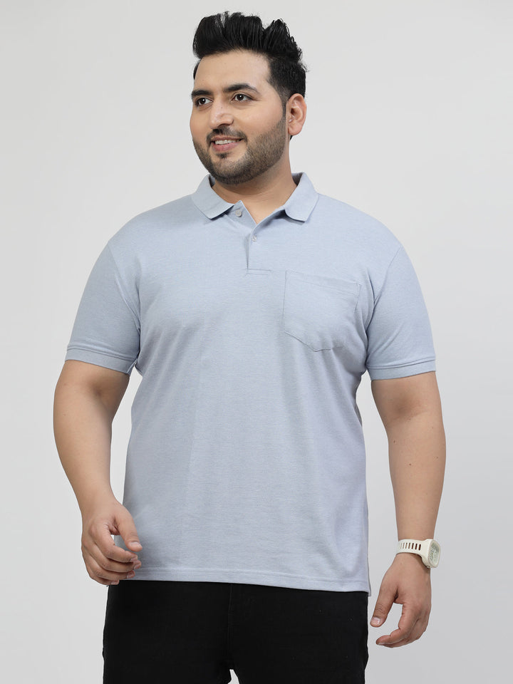 Men Plus Size Navy Blue Polo Collar T-shirt