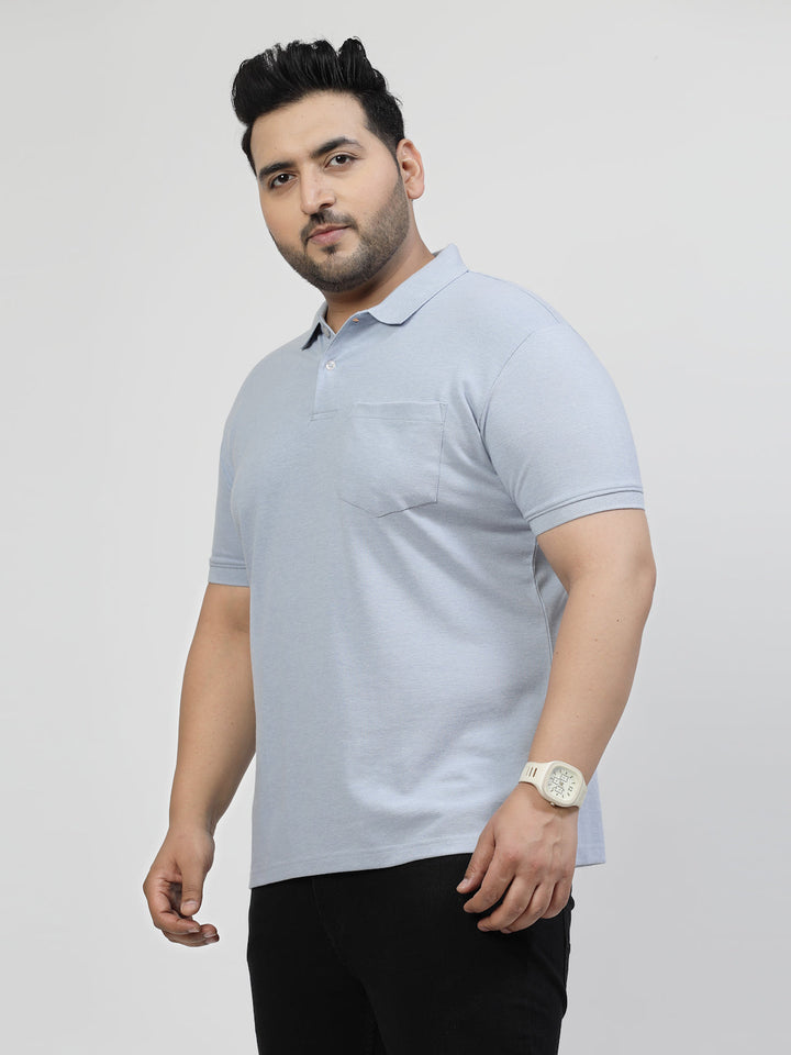 Men Plus Size Navy Blue Polo Collar T-shirt