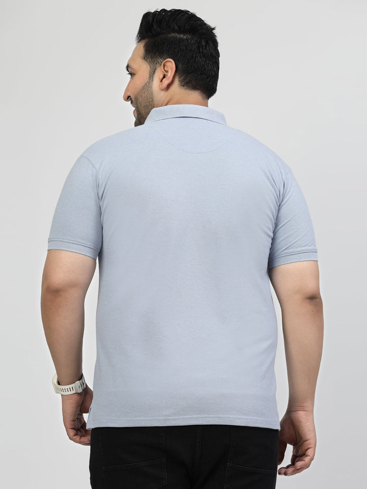 Men Plus Size Navy Blue Polo Collar T-shirt