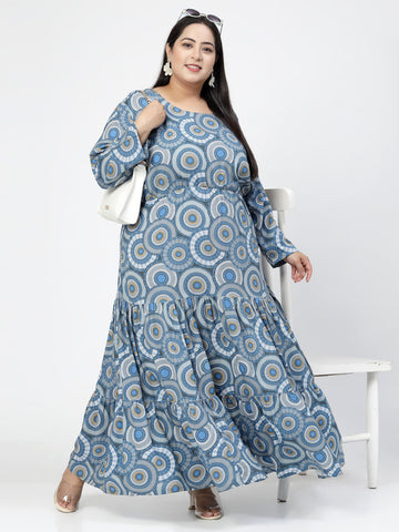 Ethnic Motifs Printed Round Neck Maxi Dress