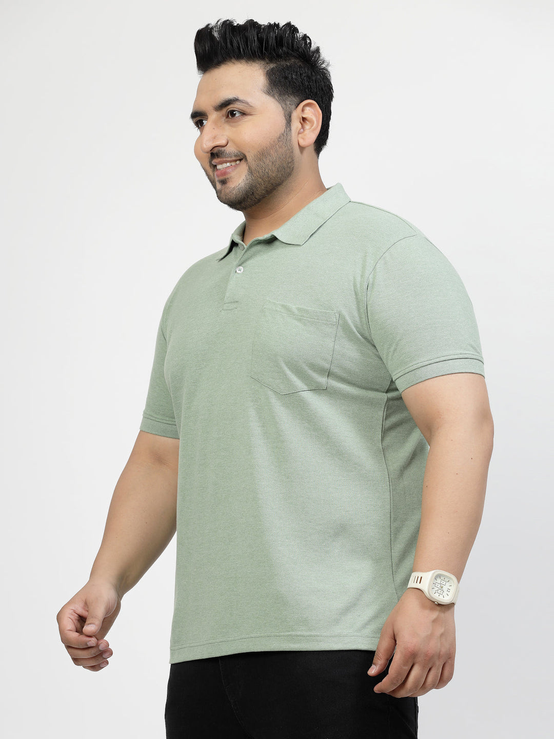 Men Polo Collar Pockets Regular Fit T-shirt