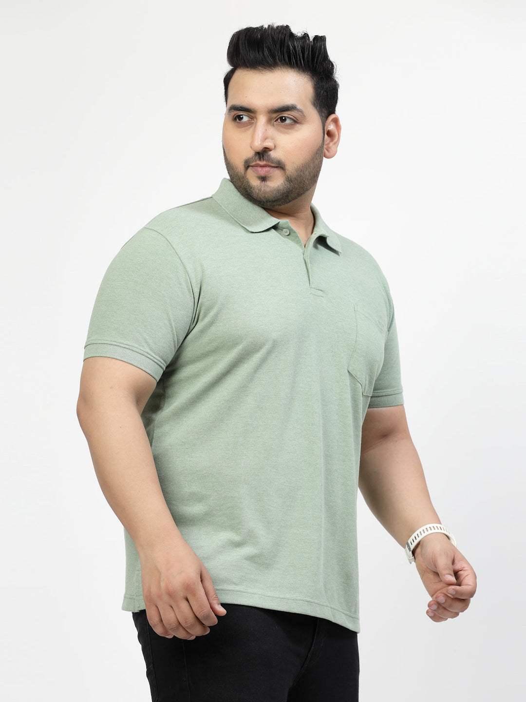 Men Polo Collar Pockets Regular Fit T-shirt