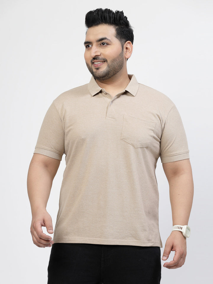 Brown Polo Collar Cotton T-Shirt