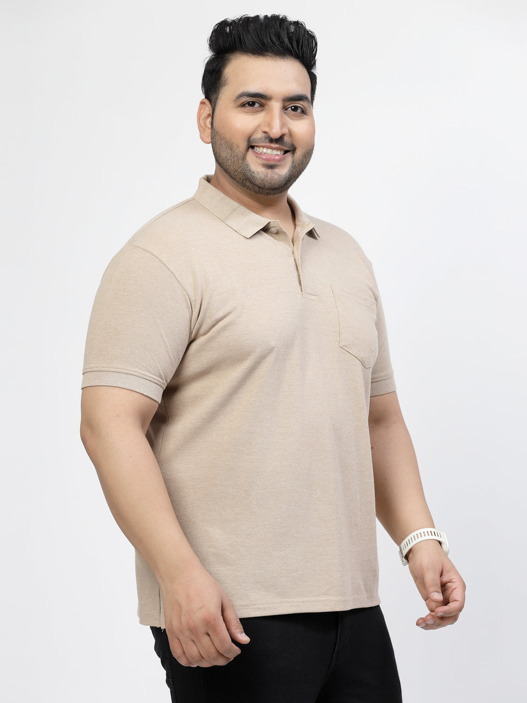 Brown Polo Collar Cotton T-Shirt