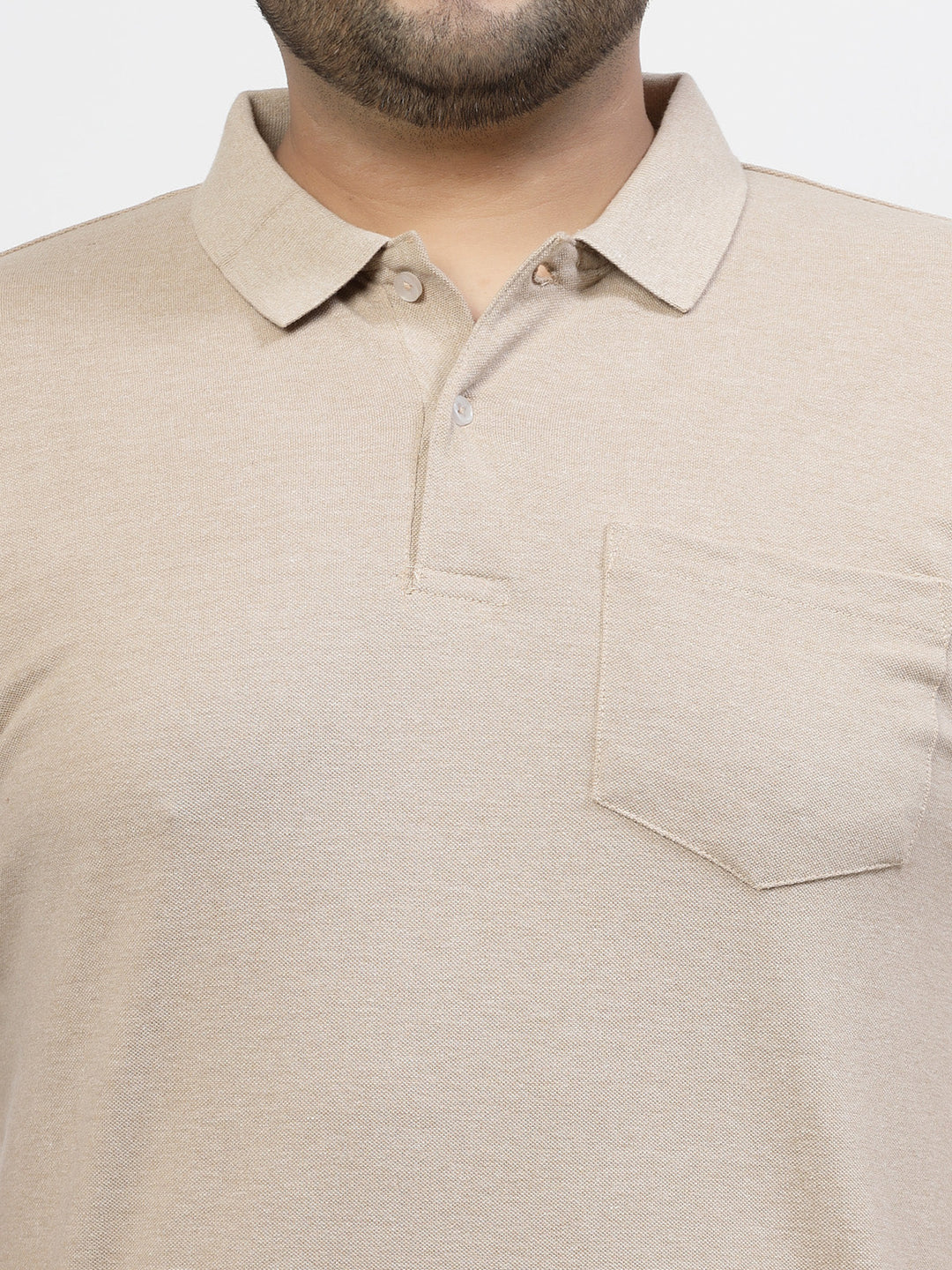 Brown Polo Collar Cotton T-Shirt