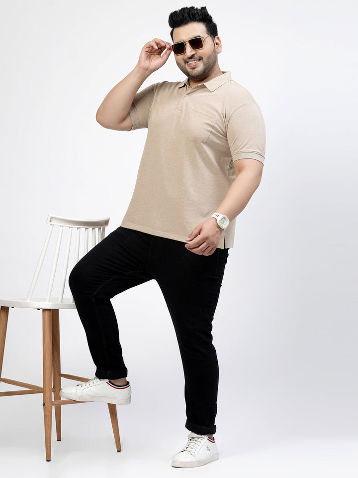 Brown Polo Collar Cotton T-Shirt