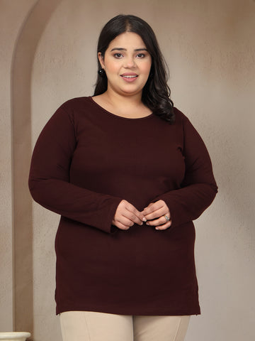 Plus Size Women Burgundy Wine T-shirt