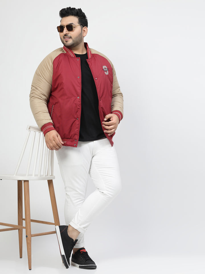 Colourblocked Stand Collar Bomber Jacket