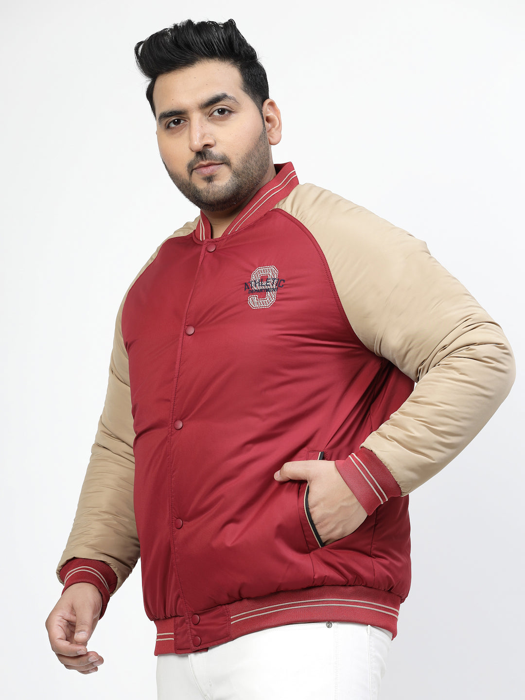 Colourblocked Stand Collar Bomber Jacket