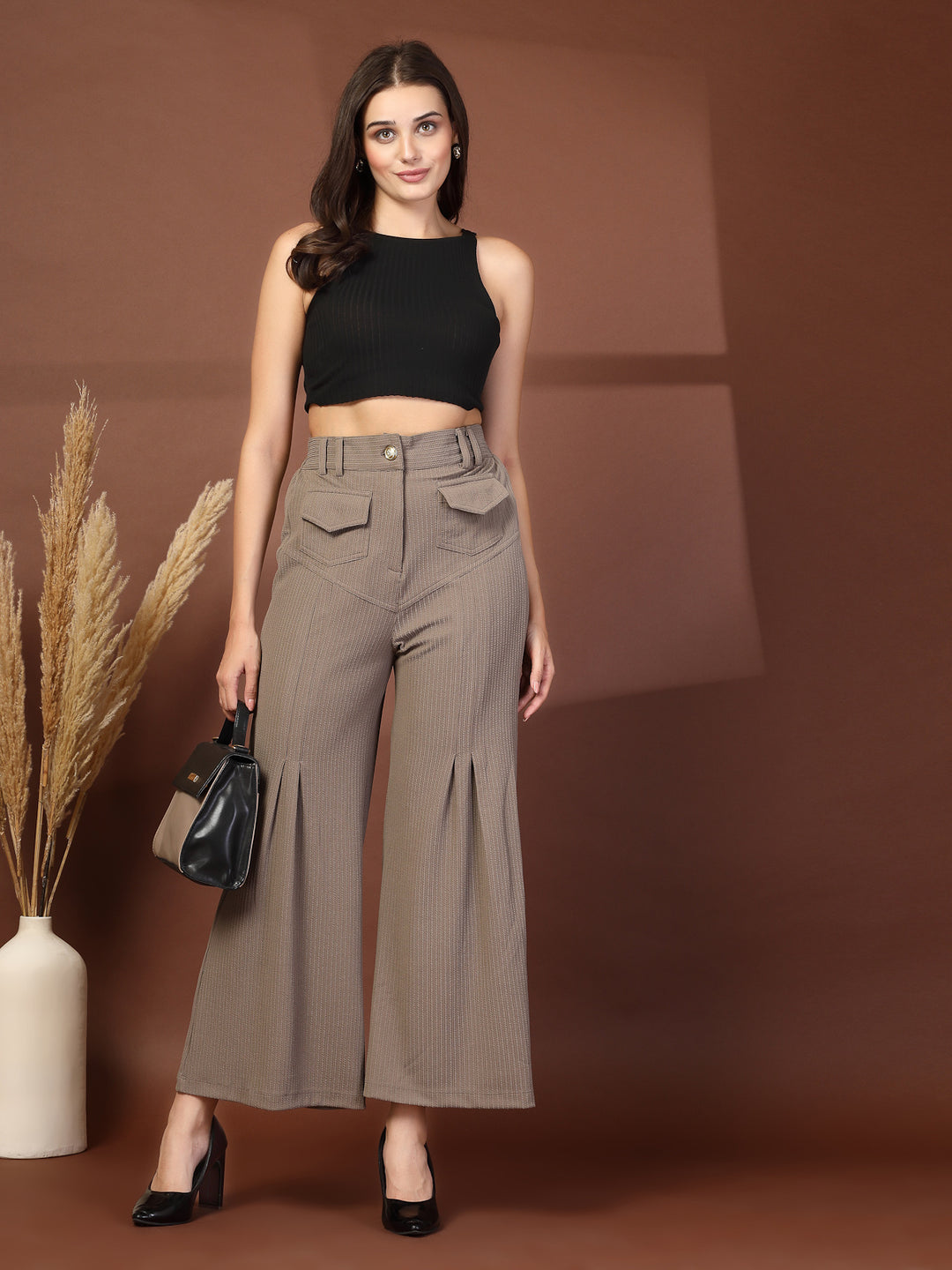 Women Loose Fit Pleated Trousers