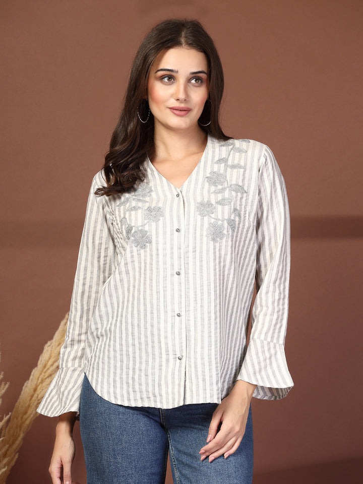 Women Opaque Striped Casual Shirt