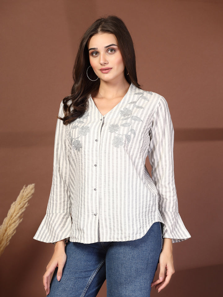 Women Opaque Striped Casual Shirt