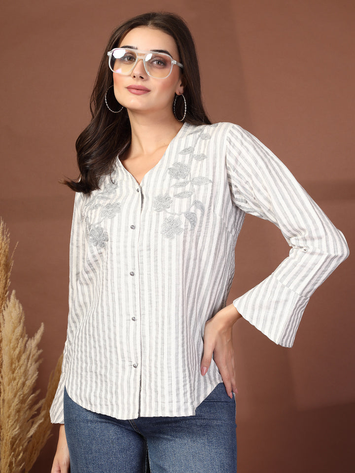 Women Opaque Striped Casual Shirt