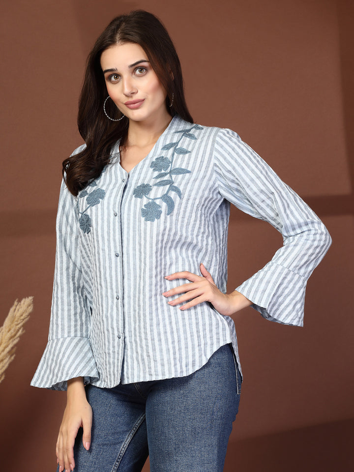 Women Opaque Striped Casual Shirt