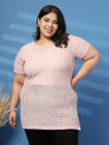 Plus Size Self Design Round Neck Short Sleeves T-shirt