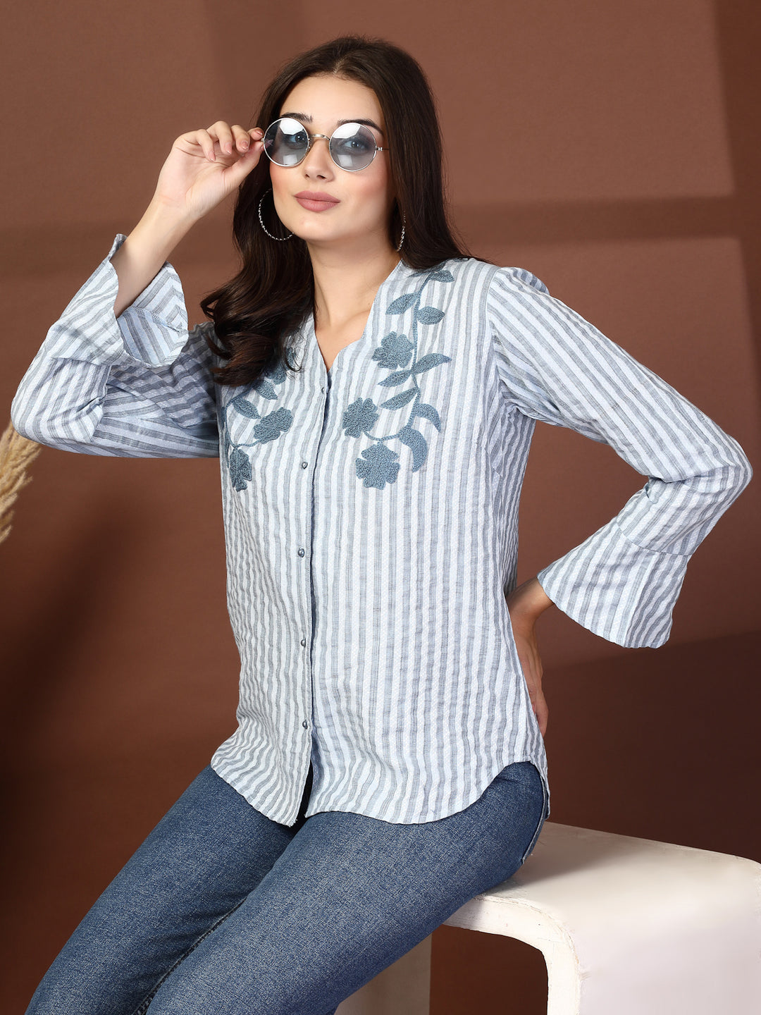 Women Opaque Striped Casual Shirt