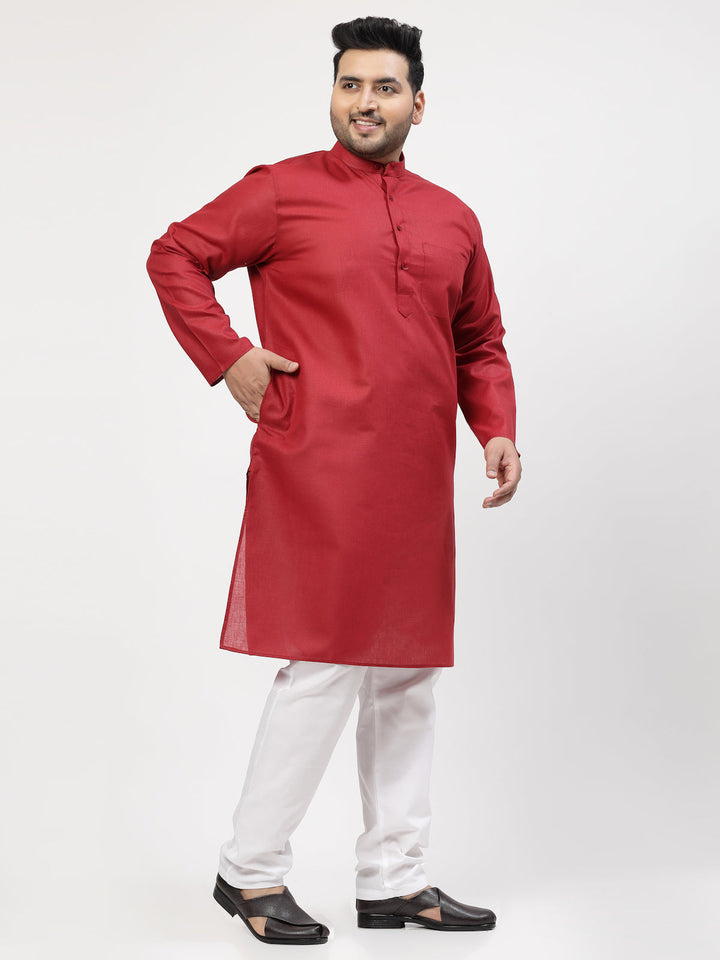 Mandarin Collar Pure Cotton Straight Kurta With Pyjama