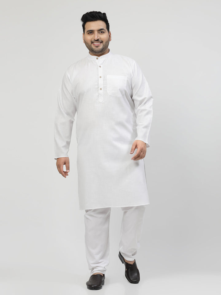 Men White Solid Kurta with Pyjamas